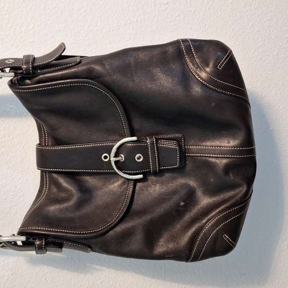 Coach black leather crossbody handbag purse - Picture 1 of 9